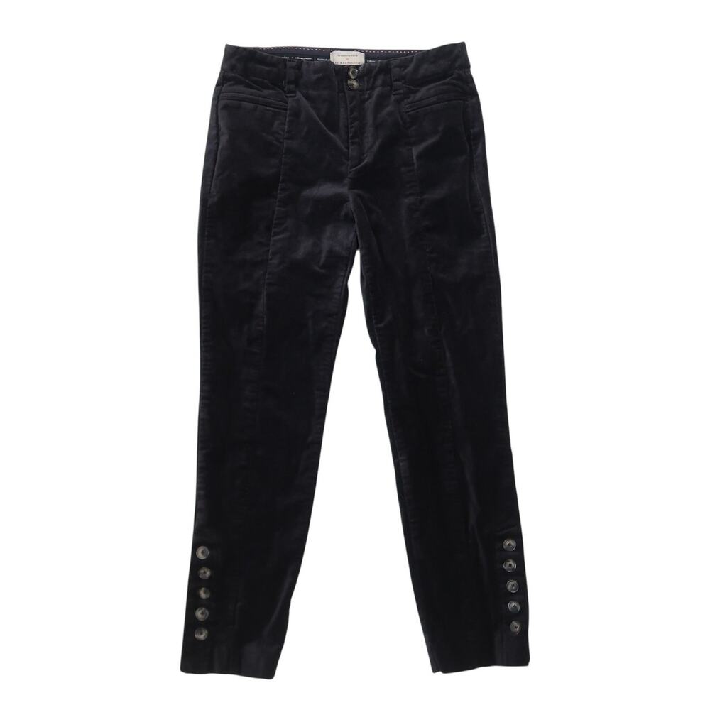 Anthropologie The Essential Slim Black Velvet Mid Rise Pants 2